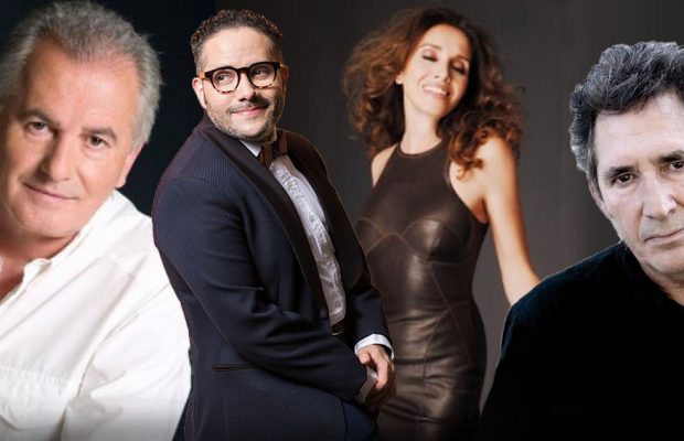 Pavel Núñez con Ana Belén, Víctor Manuel y Miguel Ríos en homenaje a Cecilia en Madrid