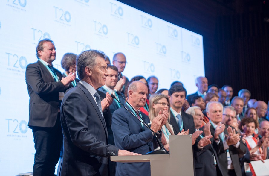 Presidente de Argentina, Mauricio Macri, en el acto de apertura de la Cumbre del T20.