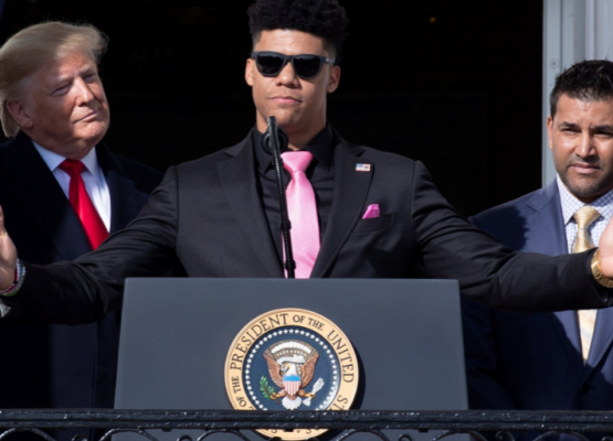 Donald Trump llamo al podio al dominicano Juan Soto en la Casa Blanca