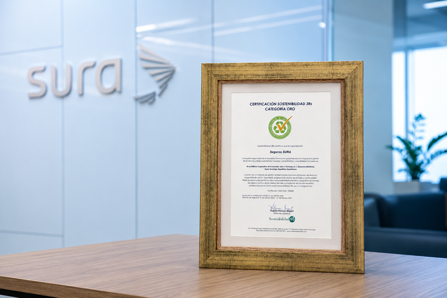 Seguros SURA obtiene por cuarto año consecutivo la Certificación Oro en Gestión Ambiental